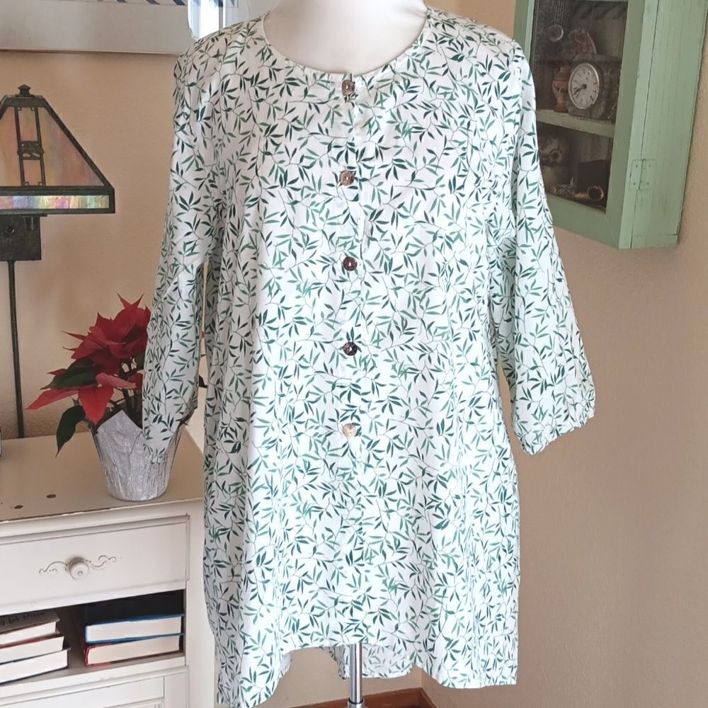NEW Citron Blue Linen Blend  Top